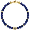 Hot Gabriel & Co. 14K Yellow Gold 6mm Lapis and Sapphire Beaded Bracelet with Evil eye