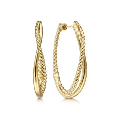 Online Gabriel & Co. 14K Yellow Gold 35mm Plain and Twisted Rope Classic Hoop Earrings