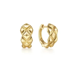 Discount Gabriel & Co. 14K Yellow Gold 15 mm Quilted Motiff Huggie Earrings