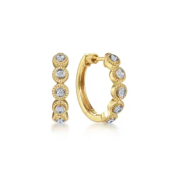 Online Gabriel & Co. 14K Yellow Gold 20mm Round Diamond Station Classic Hoop Earrings