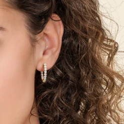 New Gabriel & Co. 14K Yellow Gold 20mm Round Inside Out Diamond Hoop Earrings