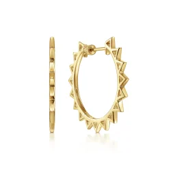 Gabriel & Co. 14K Yellow Gold 30mm Spikey Classic Hoop Earrings