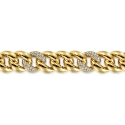 Online Gabriel & Co. 14K Yellow Gold 12mm Width Classic Diamond Men's Mix Cuban Bracelet