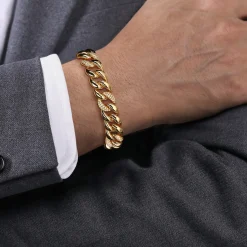 Online Gabriel & Co. 14K Yellow Gold 12mm Width Classic Diamond Men's Mix Cuban Bracelet