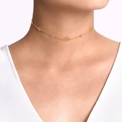 Best Gabriel & Co. 14K Yellow Gold Multi Circle Casted Station Necklace