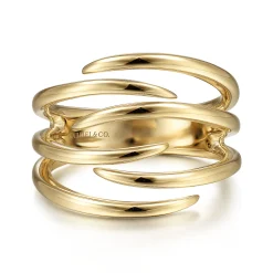 New Gabriel & Co. 14K Yellow Gold Multi Row Open Claw Ring