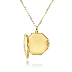 Hot Gabriel & Co. 14K Yellow Gold Octagonal Locket Necklace with Diamond Star Center