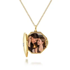 Hot Gabriel & Co. 14K Yellow Gold Octagonal Locket Necklace with Diamond Star Center