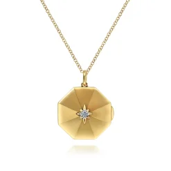 Hot Gabriel & Co. 14K Yellow Gold Octagonal Locket Necklace with Diamond Star Center