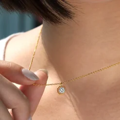 Gabriel & Co. 14K Yellow Gold Octagonal Pave Diamond Pendant Necklace