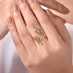 Discount Gabriel & Co. 14K Yellow Gold Olive Leaf Bypass Ring