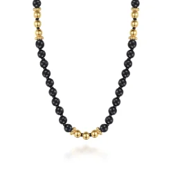 Outlet Gabriel & Co. 14K Yellow Gold Onyx Beads Necklace