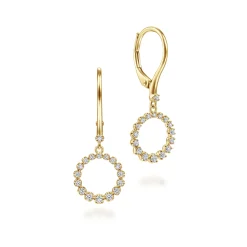 Gabriel & Co. 14K Yellow Gold Open Circle Diamond Drop Earrings