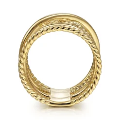 Online Gabriel & Co. 14K Yellow Gold Open Criss Crossing Twisted Rope Wide Band