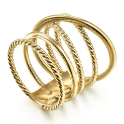 Online Gabriel & Co. 14K Yellow Gold Open Criss Crossing Twisted Rope Wide Band