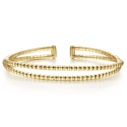 Best Gabriel & Co. 14K Yellow Gold Open Double Row Textured Bangle