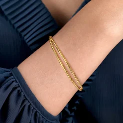 Best Gabriel & Co. 14K Yellow Gold Open Double Row Textured Bangle
