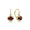 Online Gabriel & Co. 14K Yellow Gold Oval Garnet and Diamond Leverback Earrings