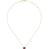 New Gabriel & Co. 14K Yellow Gold Oval Garnet and Diamond Halo Pendant Necklace
