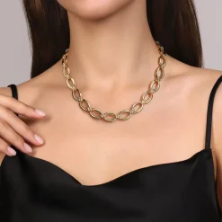 Gabriel & Co. 14K Yellow Gold Oval Link Chain Necklace wth Bujukan Connectors