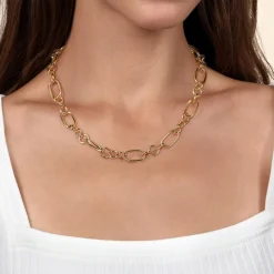 Hot Gabriel & Co. 14K Yellow Gold Oval Link Chain Necklace wth Circle Stations