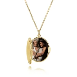Sale Gabriel & Co. 14K Yellow Gold Oval Locket Necklace with Twisted Rope Frame