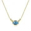 Gabriel & Co. 14K Yellow Gold Oval Swiss Blue Topaz Pendant Necklace with Diamond Accents