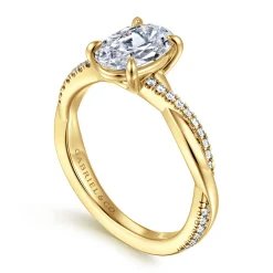 Outlet Gabriel & Co. 14K Yellow Gold Oval Twisted Diamond Engagement Ring