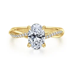 Outlet Gabriel & Co. 14K Yellow Gold Oval Twisted Diamond Engagement Ring