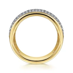 Sale Gabriel & Co. 14K Yellow Gold Pave Diamond Wide Band Ring