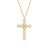 New Gabriel & Co. 14K Yellow Gold Pearl Cross Pendant Necklace