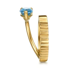 Outlet Gabriel & Co. 14K Yellow Gold Pear Shape Blue Topaz and Diamond Cut Ladies Ring