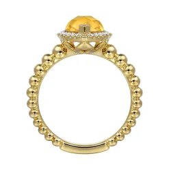 Hot Gabriel & Co. 14K Yellow Gold Pear Shape Citrine with Diamond Halo Ring