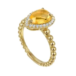 Hot Gabriel & Co. 14K Yellow Gold Pear Shape Citrine with Diamond Halo Ring