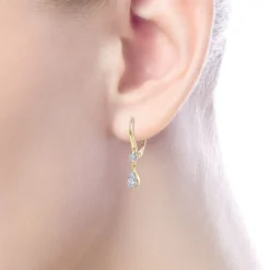 Clearance Gabriel & Co. 14K Yellow Gold Pear Shaped Pave Diamond Drop Earrings