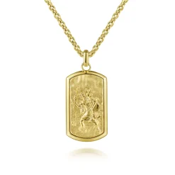 Clearance Gabriel & Co. 14K Yellow Gold Plain Dog Tag Mens Pendant