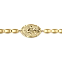 Clearance Gabriel & Co. 14K Yellow Gold Plain Oval Beads Saint Mens Bracelet