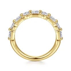 Hot Gabriel & Co. 14K Yellow Gold Prong Princess Cut and Round Diamond Anniversary Band - 1.25 ct