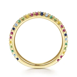 Hot Gabriel & Co. 14K Yellow Gold Rainbow Color Stone Stackable Ring