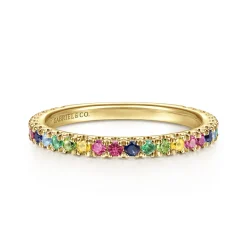 Hot Gabriel & Co. 14K Yellow Gold Rainbow Color Stone Stackable Ring