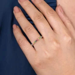 Hot Gabriel & Co. 14K Yellow Gold Rainbow Color Stone Stackable Ring