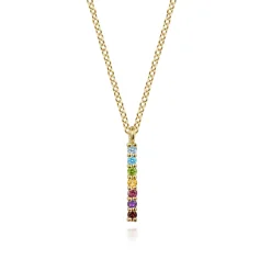 Hot Gabriel & Co. 14K Yellow Gold Rainbow Color Stone Bar Necklace