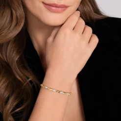 Hot Gabriel & Co. 14K Yellow Gold Rhombus Diamond Hard Cuff Bangle Bracelet