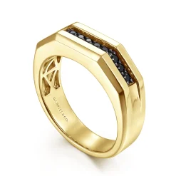 Online Gabriel & Co. 14K Yellow Gold Ring with Black Diamond Inlay in High Polished Finish