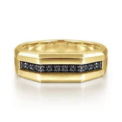 Online Gabriel & Co. 14K Yellow Gold Ring with Black Diamond Inlay in High Polished Finish