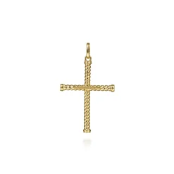 Hot Gabriel & Co. 14K Yellow Gold Rope Cross Pendant