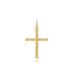 Hot Gabriel & Co. 14K Yellow Gold Rope Cross Pendant