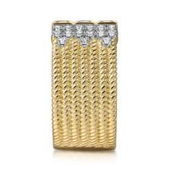 Online Gabriel & Co. 14K Yellow Gold Rope Diamond Wide Band Ladies Ring