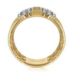 Online Gabriel & Co. 14K Yellow Gold Rope Diamond Wide Band Ladies Ring