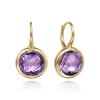 Outlet Gabriel & Co. 14K Yellow Gold Round Amethyst Earrings With Flower Pattern J-Back
